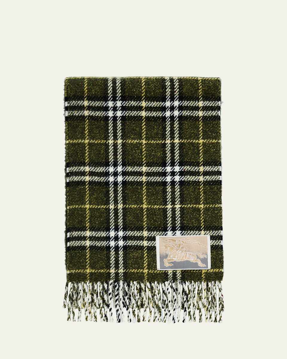 Check-Print Cashmere Blend Scarf